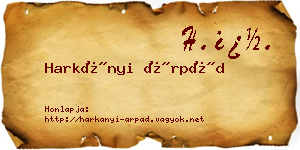 Harkányi Árpád névjegykártya